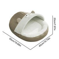 Dog Bed With Cover Cave Cat Caves Slipper Design Washable Soft Warm Nesting With Elevated Edge For Small Breeds Large Breeds pilka spalva
