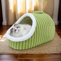 Cat Cave Bed Slipper Cozy Slipper Cat Bed Cute Covered Cat Bed Pet Cat House Cuddly Cave Cat Bed Slipper Shaped Cat Bed Washable S šviesiai žalios spalvos