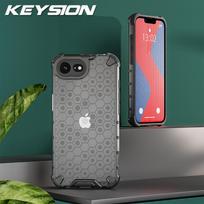 KEYSION Shockproof Armor Case for iPhone 16e Soft Silicone+PC Transparent Honeycomb Phone Back Cover for iPhone 16e 2025 for iPhone 16e tamsiai pilka spalva