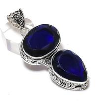 Blue Topaz Gemstone Handmade 925 Sterling Silver Jewelry Pendant 2.56  k4f12