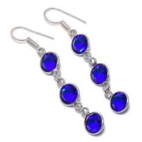 Natural Blue Topaz Gemstone 925 Sterling Silver Jewelry Earring 2.25  r3m96