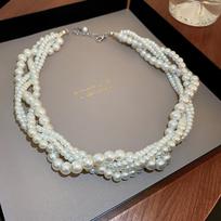 Korean Style Twining Pearl Choker Necklaces for Women Geometric Necklaces Weddings Bride Jewelry Accessories balta