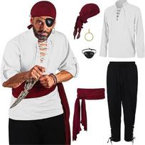 Men's Halloween Pirate Costume Men's Stage Costume Cosplay Costume M balta