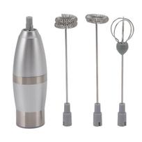 Electric Milk Frother Handheld Battery Operated Drink Mixer Portable Electric Eggbeater with gray