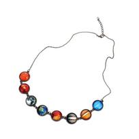 New design Universe Galaxy Eight Planets Necklace Solar System Moon Star Pendant Natural Stone Beads
