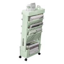 Movable Bookshelf Multipurpose Large Capacity Multilayer 4 Universal Wheels Deskside Bookshelf for žalia
