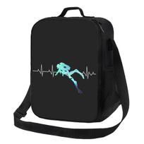 Scuba Skull Dive Diver Resuable Lunch Boxes for Women Leakproof Thermal Cooler Food Insulated Lunch Bag School Children Student 26.5x20x11.5CM smėlis