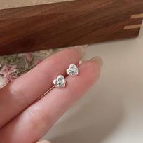 Mini Small Love Basic Versatile Glossy Love Stud Earrings Small Earbone Silver Small Fresh Earrings