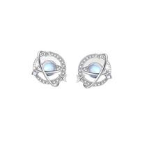 Original Romantic Planet Earrings Women's Style Fashion Versatile Earrings Diamond Moonstone Earrings