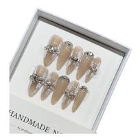 Pure Hand-wearing Nail Patch Ice-transparent Nude Plaster Light Luxury Flash Diamond Fake Nail Patch Manicure Extra Small XS