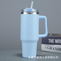 40oz Stainless Steel Insulated Water Bottle With Handle Drinking Cups Keeps Cold Tumbler With Lid Straw Mug for Summer Outdoor 40oz mėlyna