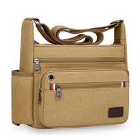 New Tool Kit Industrial Work Bag Wear-resistant Construction Site Shoulder Bag Messenger Bag Large-capacity Multi-Compartment Travel Bag Canvas Bag chaki