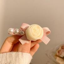 Pink rose, large intestine hair loop, female sweet hair clip, hair tie, super fairy tie, ponytail, headband accessory