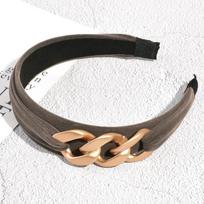 PROLY New Fashion Women Headband Wide Side Alloy Chain Hairband Wide Side Turban Vintage Hair Accessories