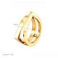 Double-layer Cross Water Drop Ring Women's Niche High-end Light Luxury Ring Titanium Steel Electroplating Accessories 5 beige