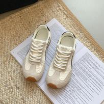 Ugly cute ballet color matching women's year new fashion versatile flat bottom lace-up sports and leisure 35