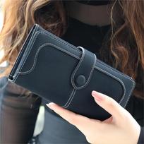 2025 new women's wallet frosted retro clutch bag soft leather multi-functional buckle long wallet juoda