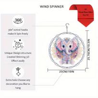 Metal Elephant Wind Chime Outdoor Indoor Hanging Decor with Rotating Floral Design for Garden Patio Balcony Gift 01A