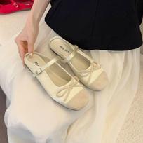 Ballet half slippers spring and summer new bow fashion flat casual bag head slippers women 35 abrikosas