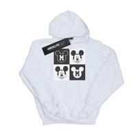 Disney Mens Mickey Mouse Smiling Squares Hoodie M balta