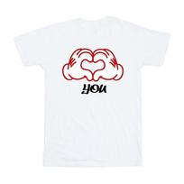 Disney Mens Mickey Mouse Love You Hands T-Shirt S balta