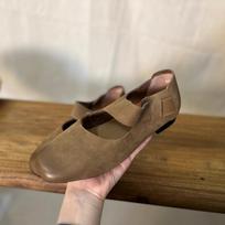 Leather retro niche polished round head flat-bottomed ballet shoes women's summer autumn word belt Mary Jane single shoes 35 ruda
