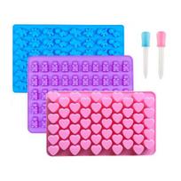 Silikoninės meškiukų formelės Mini saldainių formelė vaikams su pipetėmis Dinozaurų Širdelės Spurgų formos Lengvai išimama torto formelė 3pcs
