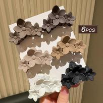 6PCS Ladies' Style Multi-Colour Simple Medium Flower Shark Clip, Perfect for Daily Use, Stylish Hair Accessories Gift 6 PCS