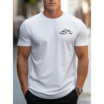 Mens summer 100 cotton fashionable casual sports mountain pattern printed round neck short sleeved Tshirt Round neckTshirt S