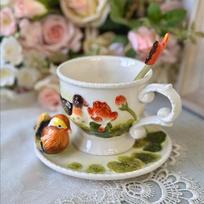 Lotus Leaf Mandarins Ceramic Coffee Cup Saucer Home Living Room Milk Tea Cup Drinkware Office Coffee Mug Saucer Birthday Gift 301-400ml