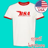 BSA Classic Motorcycle Men#039;s Ringer Red Size S to 3XL Unisex T-Shirt XXL white