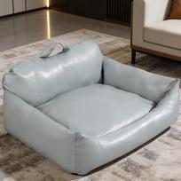 Visasezoninė, atspari plyšimui dirbtinės odos šunų sofa - Vėsinanti, nuimama, skalbiama augintinio lova mažiesiems šunims XS (pets up to 1.5kg) brown