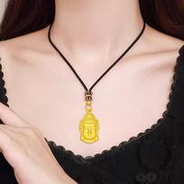Small 999 Fine Gold Tathagata Buddha Head Pendant Necklace