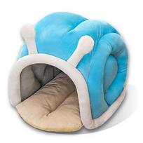 Washable Snail Shape Dog House Cartoon Warm Cat Sleeping Bag Soft Kitten Cave for Kitten Puppy Cats (Blue,S) mėlyna