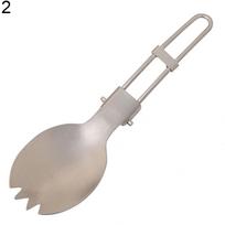 Nešiojama lauko titano sulankstoma šakutė, šaukštas, iškylai, stovyklavimui, žygiams, stalo įrankiai Spoon gray