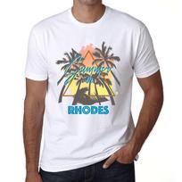 Vyriški vintažiniai marškinėliai Grafiški marškinėliai Summer Triangle Rhodes White XS