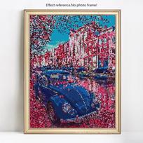 Deimantinės mozaikos peizažas Deimantinis siuvinėjimas Viso ekrano automobilis, 5d „pasidaryk pats“ deimantų tapyba 20X30 gray