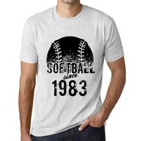 Men’s Vintage Tee Shirt Graphic T Shirt Softball Since 1983 Vintage White XS baltos spalvos nuo blyksnio