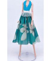 Turquoise Kids Toy Fashion Doll Clothes For Barbie Doll Dress Outfits Vest Top & Countryside Floral Midi Skirt Doll Accessories žalia