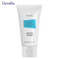 Giffarine Active Young Acne Cleansing Facial Foam 60 g. 21602 - Thai Skin Care 60 g. blue