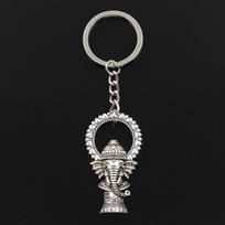 Madingas 30 mm raktų pakabukas Metalinis raktų pakabukas Raktų pakabukas Juvelyriniai dirbiniai Antikvariniai bronziniai Ganesha dramblys Buda 50x28mm pakabukas sidabras
