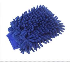 Double Sided Microfiber  Car Care Cleaning Gloves Cleaning Cloth Towel Mitt  Washable Car Washing Gloves Car Accessories blue