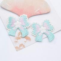 10Pcs 40mm Embroidered Knitting Bow Tie for Girl Clothes Hat Gloves Sewing Patches DIY Headwear Hair Clips Decor Accessories žalia