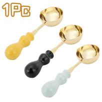1Pc Wax Stamp Seal Spoon Retro Handle Sealing Wax Melting Spoon for Wax Sealing Decorative Wax Stamp Craft Gift geltona