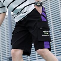 Vasarinės vyriškos laisvos krovininės kelnės laisvalaikio plius dydžio plačios universalios šortai penkių taškų sportiniai kelnės 4XL smėlis