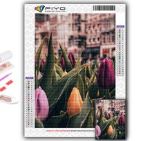 Diamond Painting Flowers Tulips Diamond Mosaic Craft Diamond Embroidery Painting Full Round 20X30CM gray