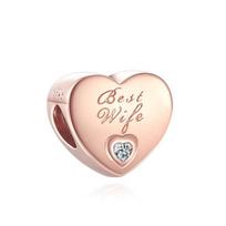 New Rose Gold Best Mum Wife Nan Husband Diy Bead Fit Original Charms Silver 925 Bracelet Jewelry Women Acessories beige