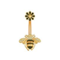 New Stainless Steel Gold Bee Zircon Rhinestone Crystal Belly Button Ring Tassel Pendant Belly Button Body Jewelry Piercing beige