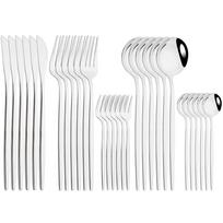 30Pcs Black Gold Dinnerware Set Knife Fork Spoon Cutlery Set Western Stainless Steel Tableware Kitchen Flatware Silverware sidabras