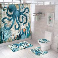 Hot Octopus serijos dušo užuolaidos Vonios užuolaidos su kabliukais Decor Neperšlampama 3d vonia 180*180cm Creative Personality Dušo užuolaidos 4vnt. white